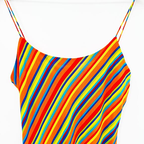 Vintage 90s Y2K Ralph Lauren Midi Slip Dress‎ in Rainbow Stripe Print Size 6 - Picture 5 of 9